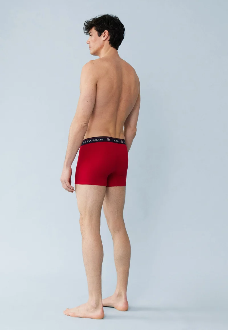 Lot de 3 boxers en coton - Boxers Petit Coeur Rouge Cerise Marine Rouge Cerise