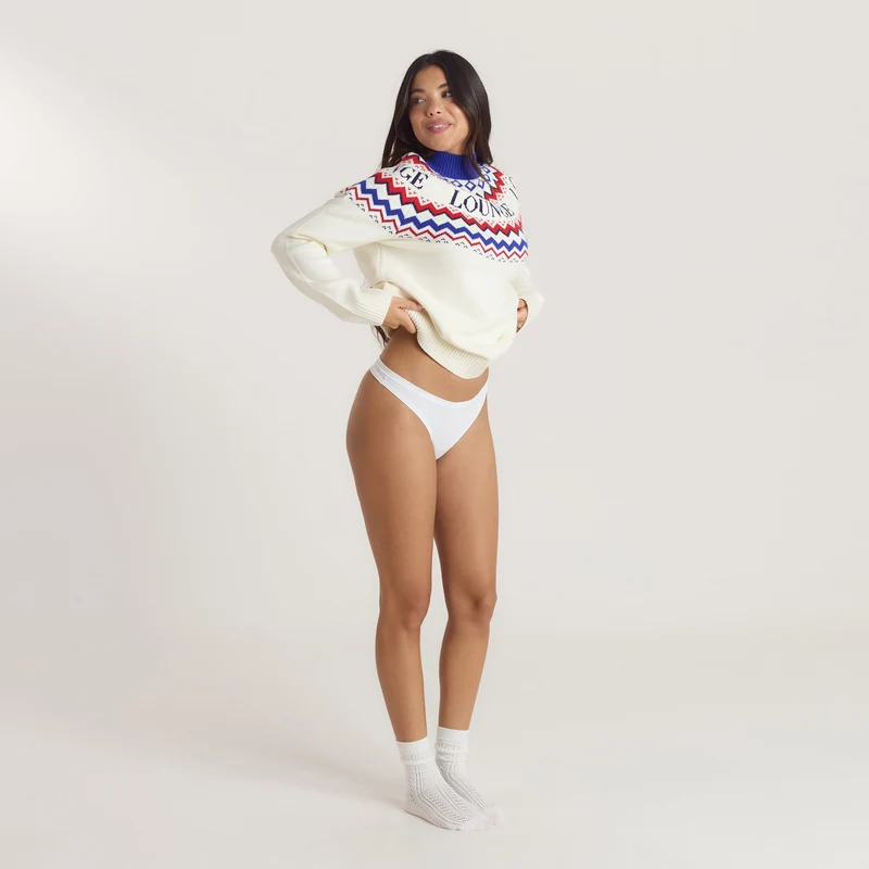 Pull Jacquard - Crème/Rouge