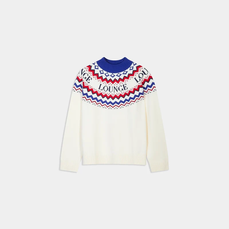 Pull Jacquard - Crème/Rouge