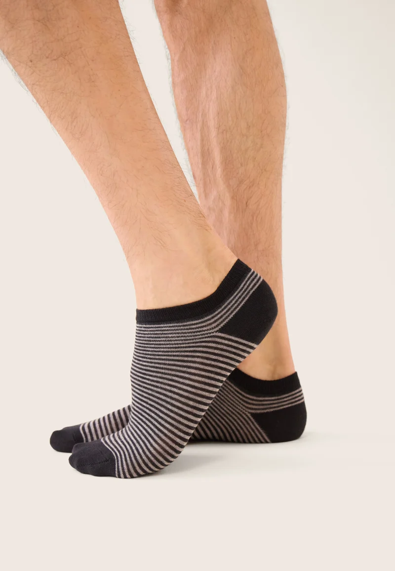 Socquettes marinière noir et gris - Tonnerre Mariniere Noir Gris