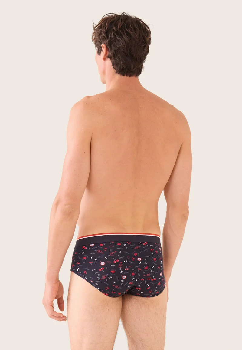 Slip bleu marine à motif cerises en coton - Terrible Cherry Marine