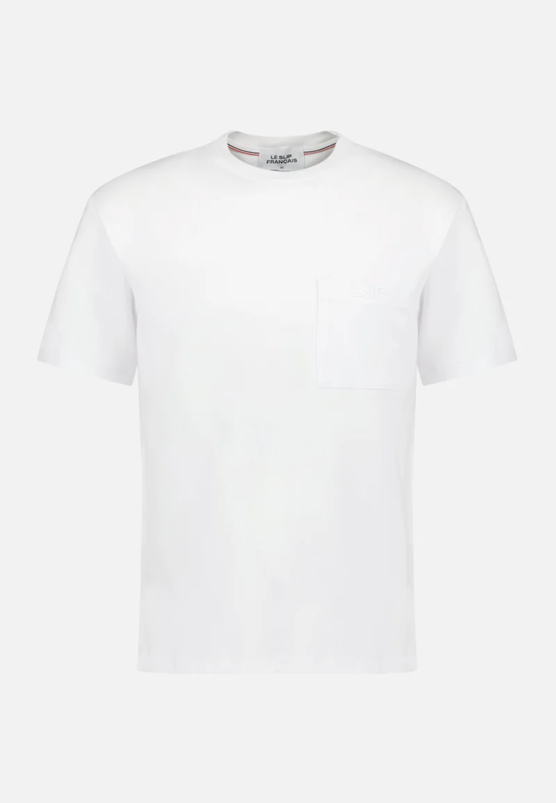 T-shirt homme blanc avec poche poitrine en coton - Sasha Blanc