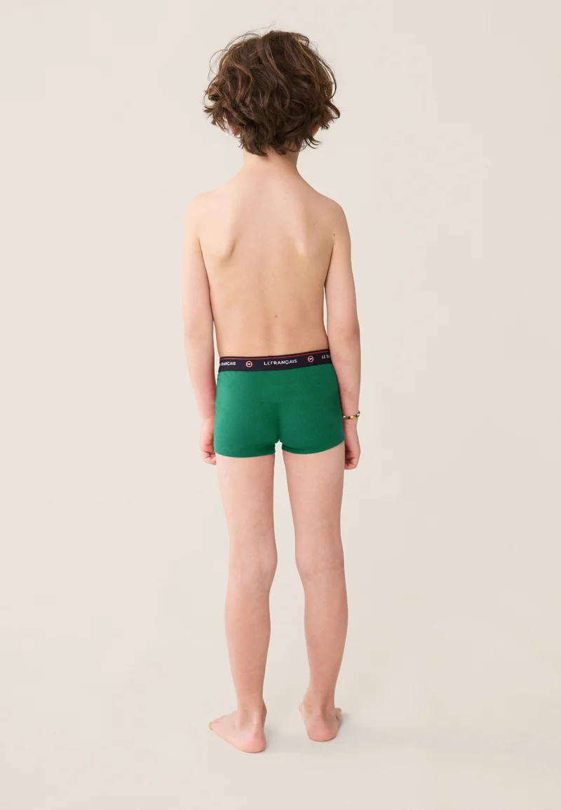 Boxer enfant vert en coton - Petit Joseph Emeraude