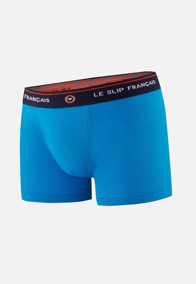 Boxer enfant bleu en coton - Petit Joseph Bleu Fluo