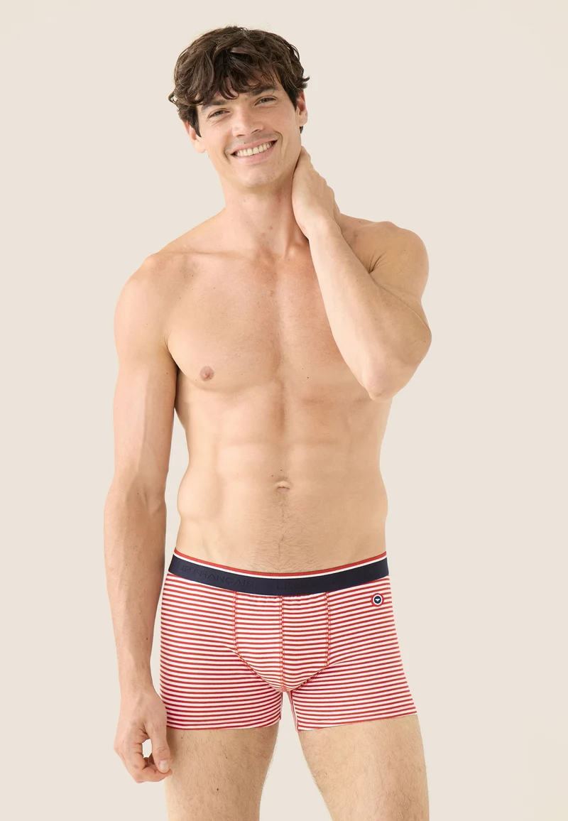 Lot de 3 boxers en coton - Boxers Marinière Rouge Blanc Marinière Bleu