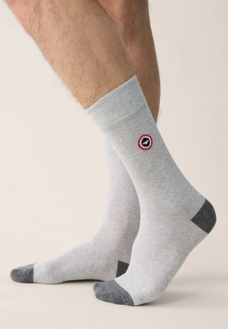 Lot de 7 chaussettes mi-hautes en coton - Chaussettes Marine Marinière Blanc Acier Bicolore Gris Noir