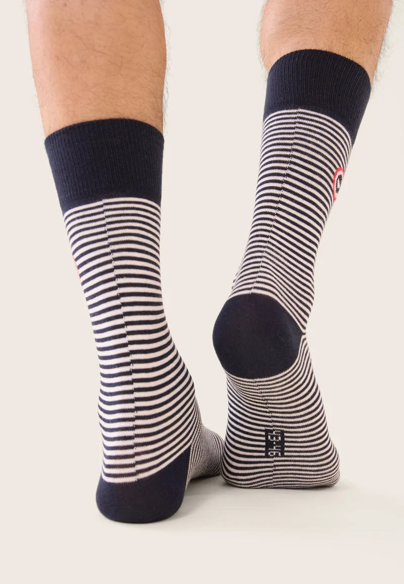Chaussettes mi-hautes marinière bleu marine - Robuste Mariniere Bleu