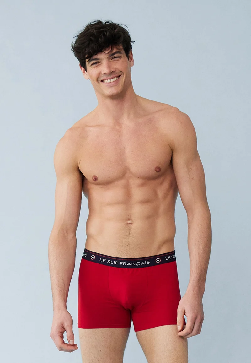 Lot de 7 boxers en coton - Boxers Marinière Rouge Marinière Bleu Marine Blanc Gris Bleu Rouge