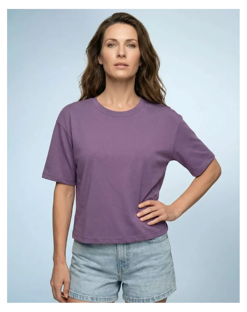 T shirt Oversize femme Orange coton violet