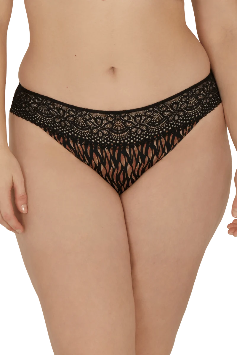 Slip brésilien dentelle et microfibre L'irrésistible - Fauve