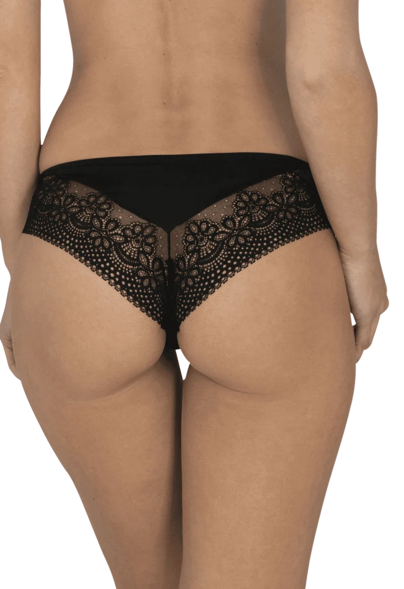 Slip brésilien dentelle et microfibre L'irrésistible - Noir