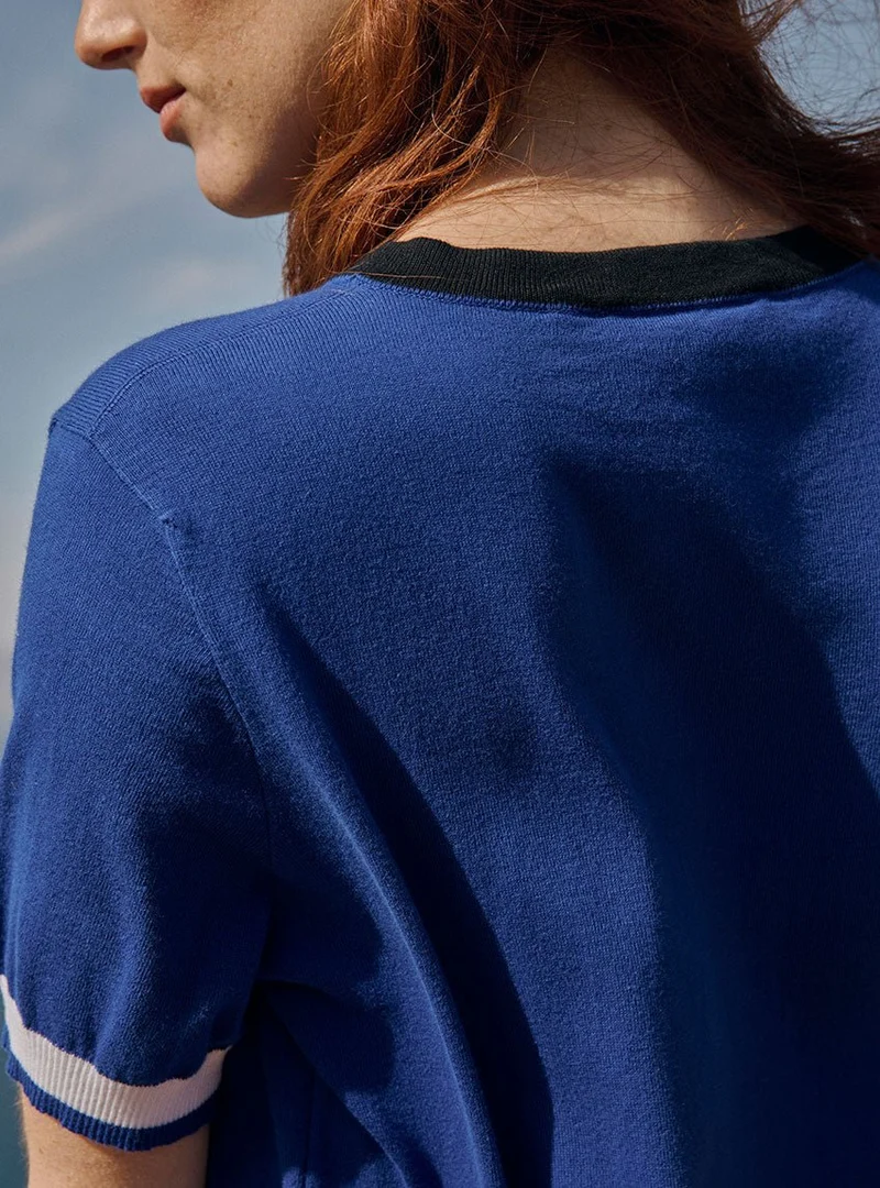 Top coton bleu Baptistine
