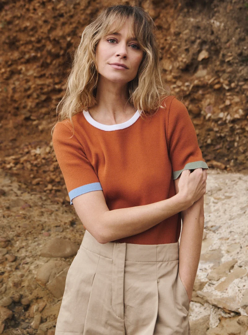 Top manches courtes en maille coton Bastienne
