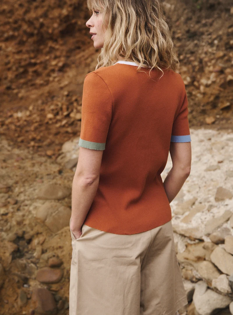 Top manches courtes en maille coton Bastienne