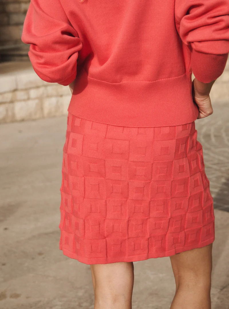 Jupe courte coton rose pastèque Bérengère