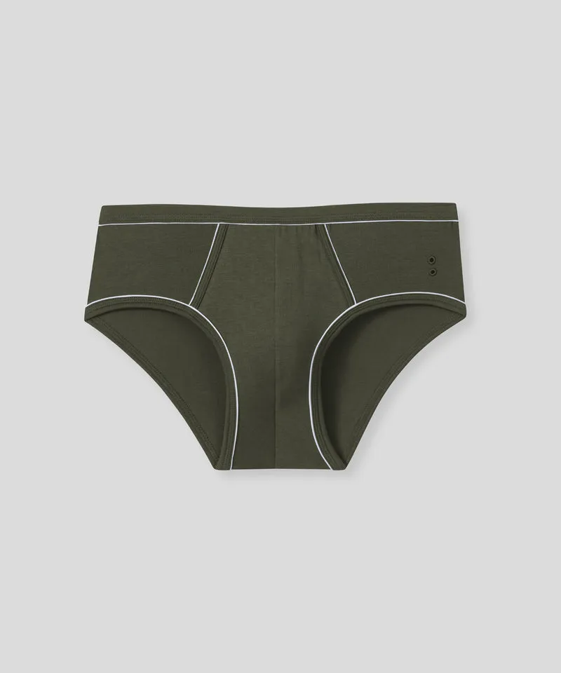 Y-Front Briefs w. Piping: Military Green