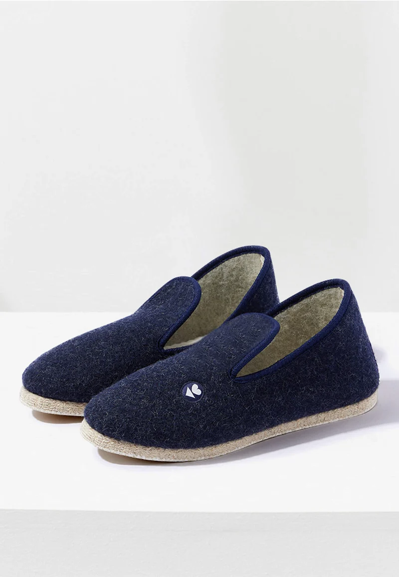 Chaussons d'intérieur en laine - Charentaises Marine