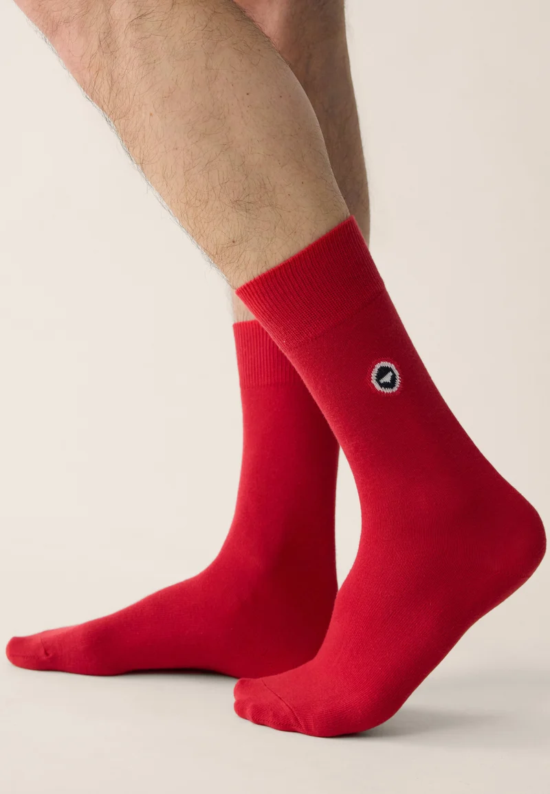 Chaussettes mi-hautes unies rouges - Robuste Rouge Cerise