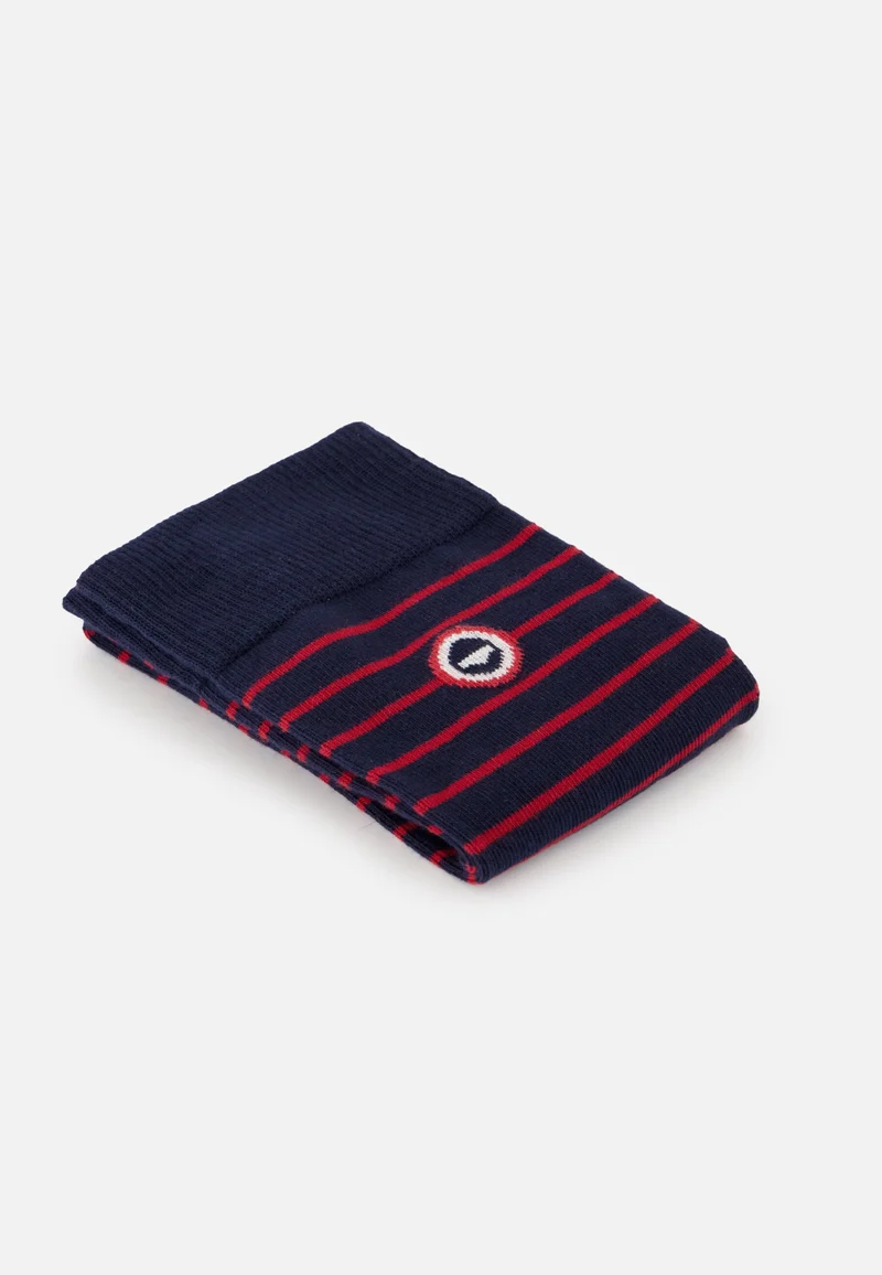 Chaussettes mi-hautes bleu marine à rayures rouges - Robuste Marine Rayures Rouge Cerise