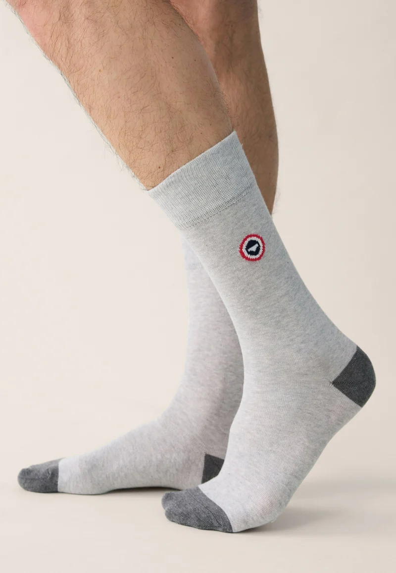 Chaussettes mi-hautes gris clair et anthracite fantaisie - Robuste Gris Clair Gris Anthracite