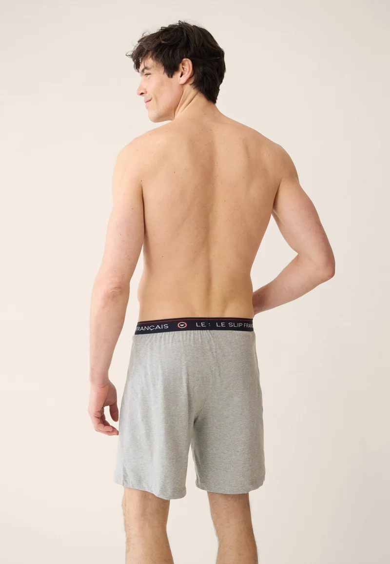 Bas de pyjama court gris en coton - Invincible Gris Chiné