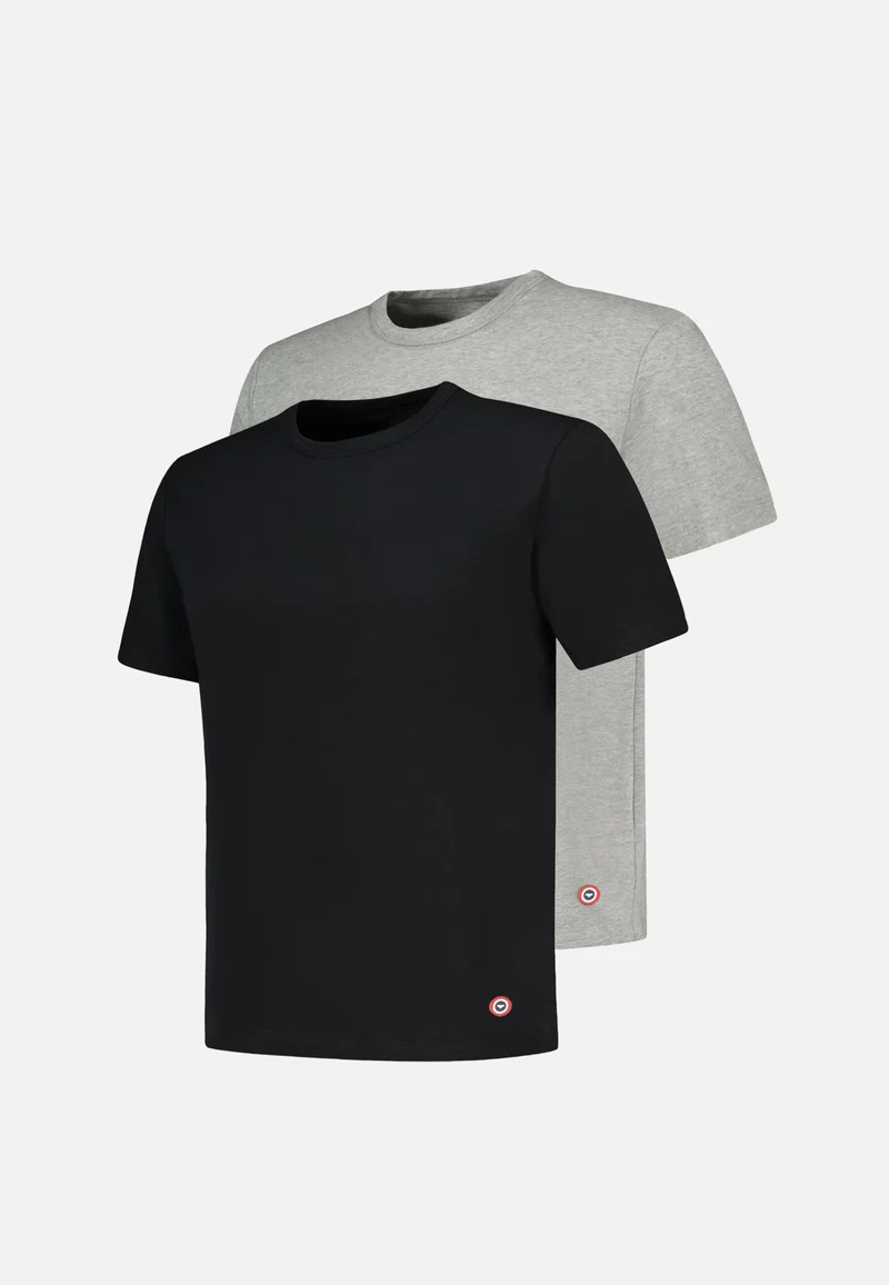 Lot de 2 T-shirts manches courtes noir et gris en coton - T-Shirts Manches Courtes Formidable Noir Gris Chiné