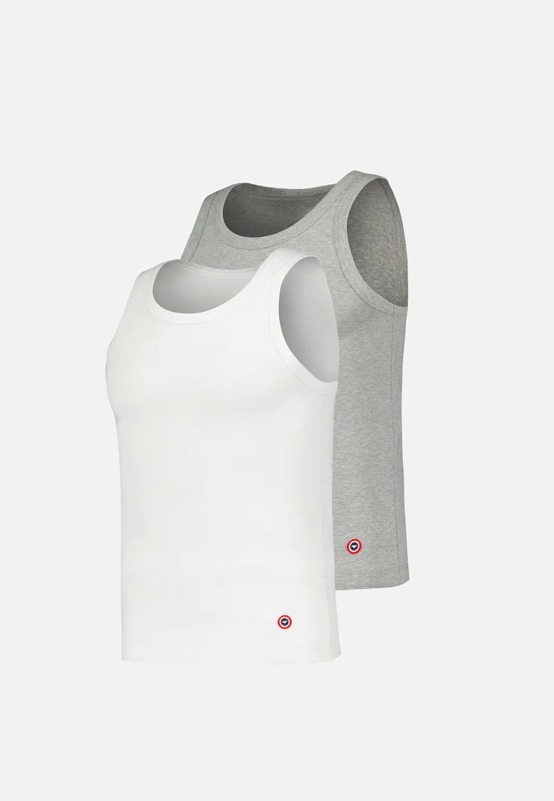 Lot de 2 débardeurs en coton - Débardeurs Fulminant Gris Chiné Blanc