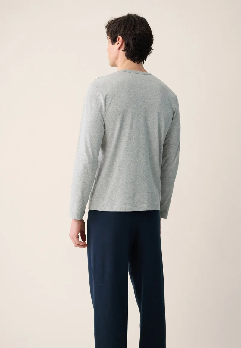 Lot de 2 T-shirts manches longues noir et gris en coton - T-Shirts Manches Longues Superbe Noir Gris Chiné