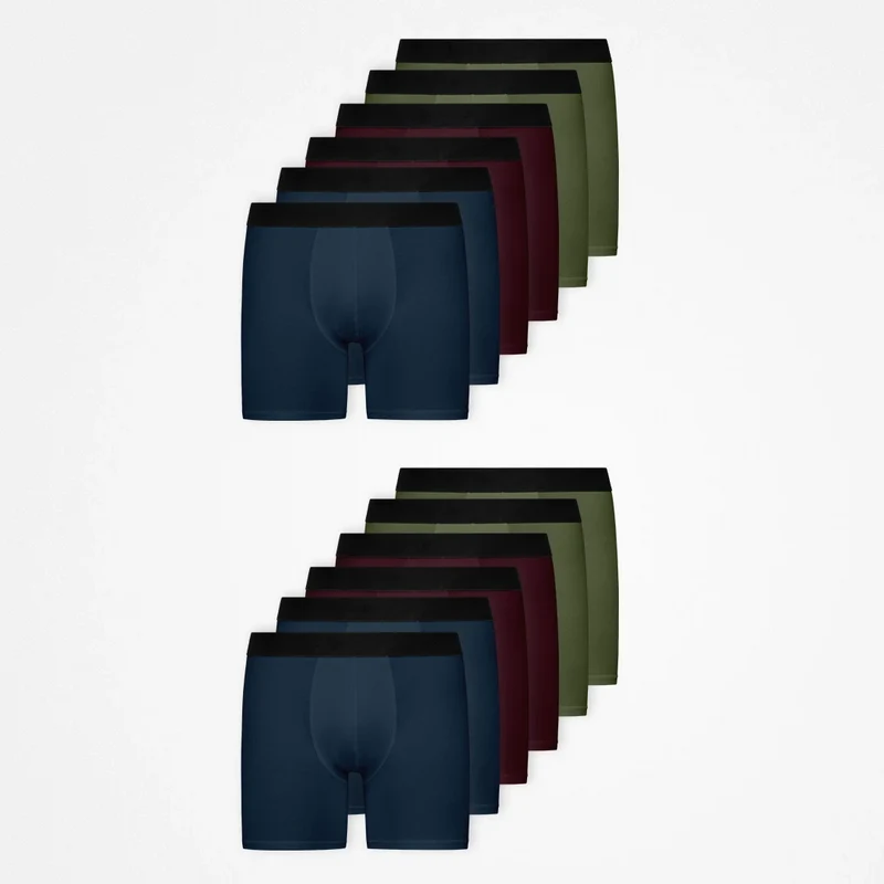 Lange Boxershorts ohne Logo | Mix (Rot/Olive/Blau)