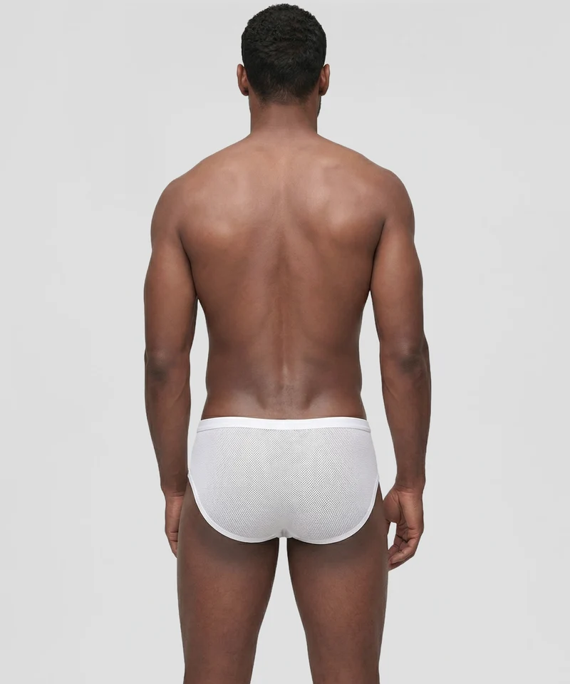 Mesh Y-Front Briefs: White