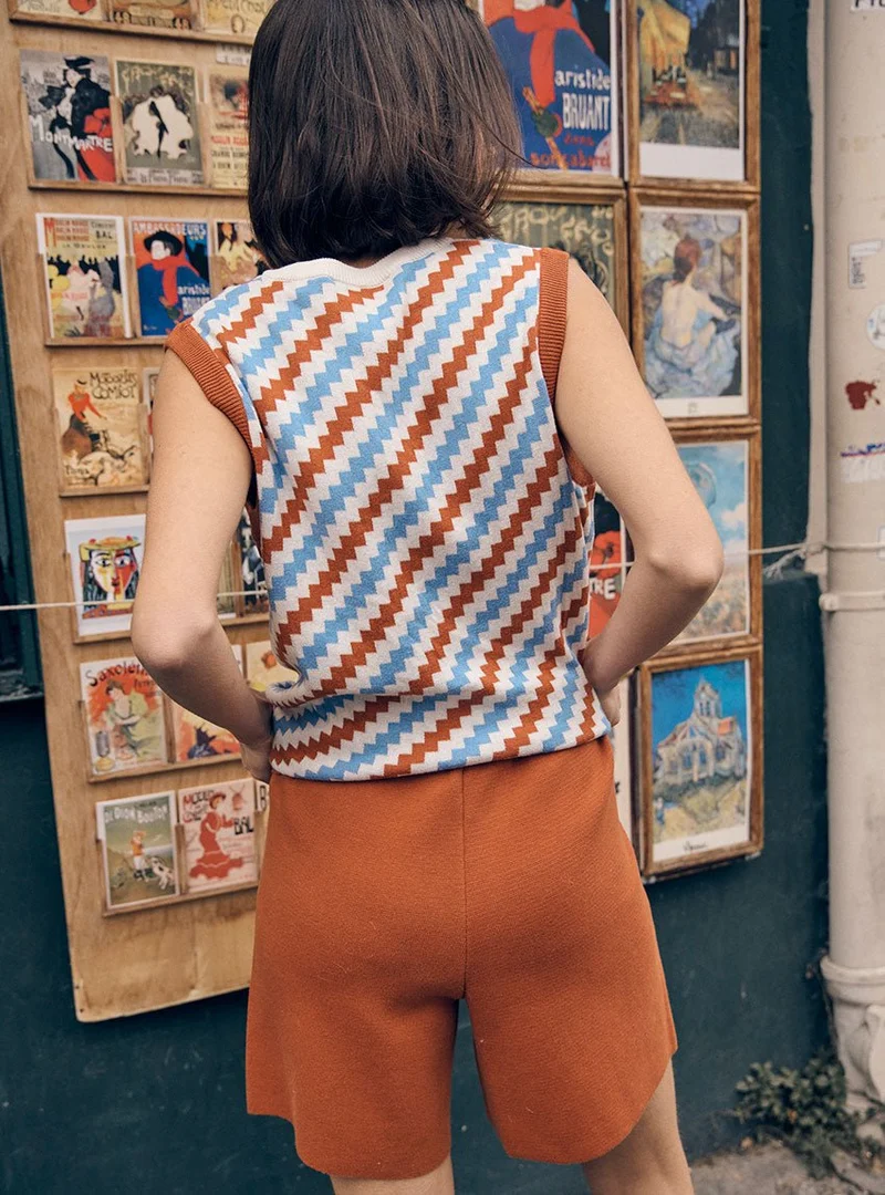 Short maille coton orange Bella