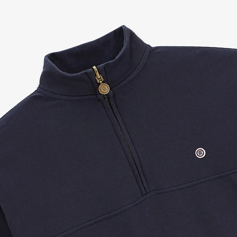 Sweat Saint Cyp avec col zippé bleu marine