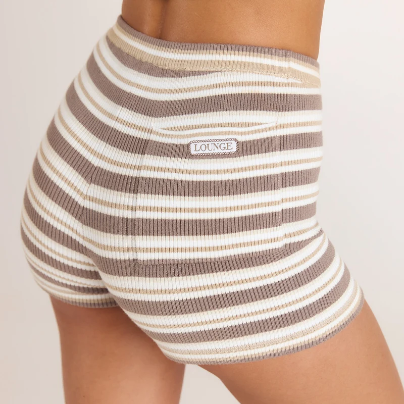 Short en Tricot - Rayures Beiges