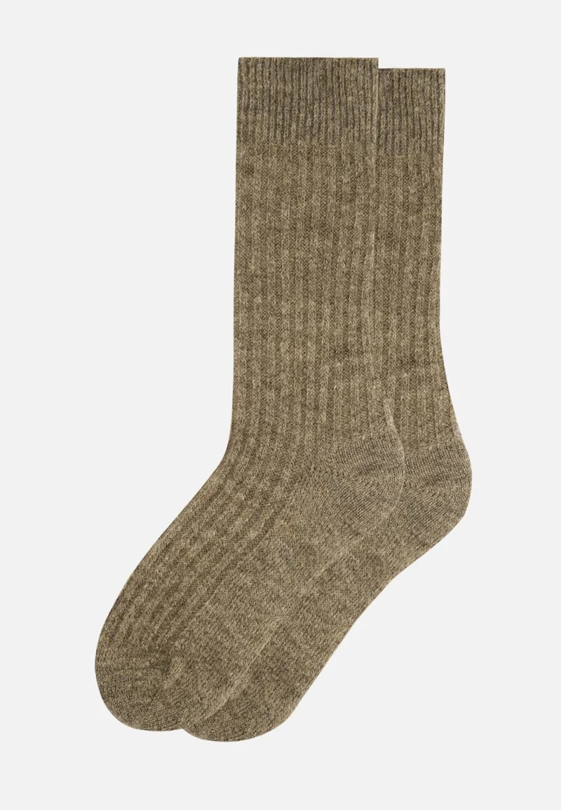 Chaussettes mi-hautes camel avec mohair - Andy Camel