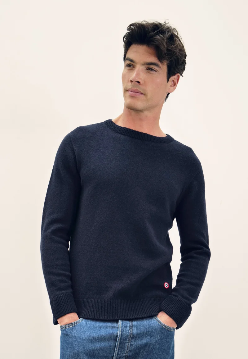 Pull homme bleu marine en maille - Jean Pull Marine