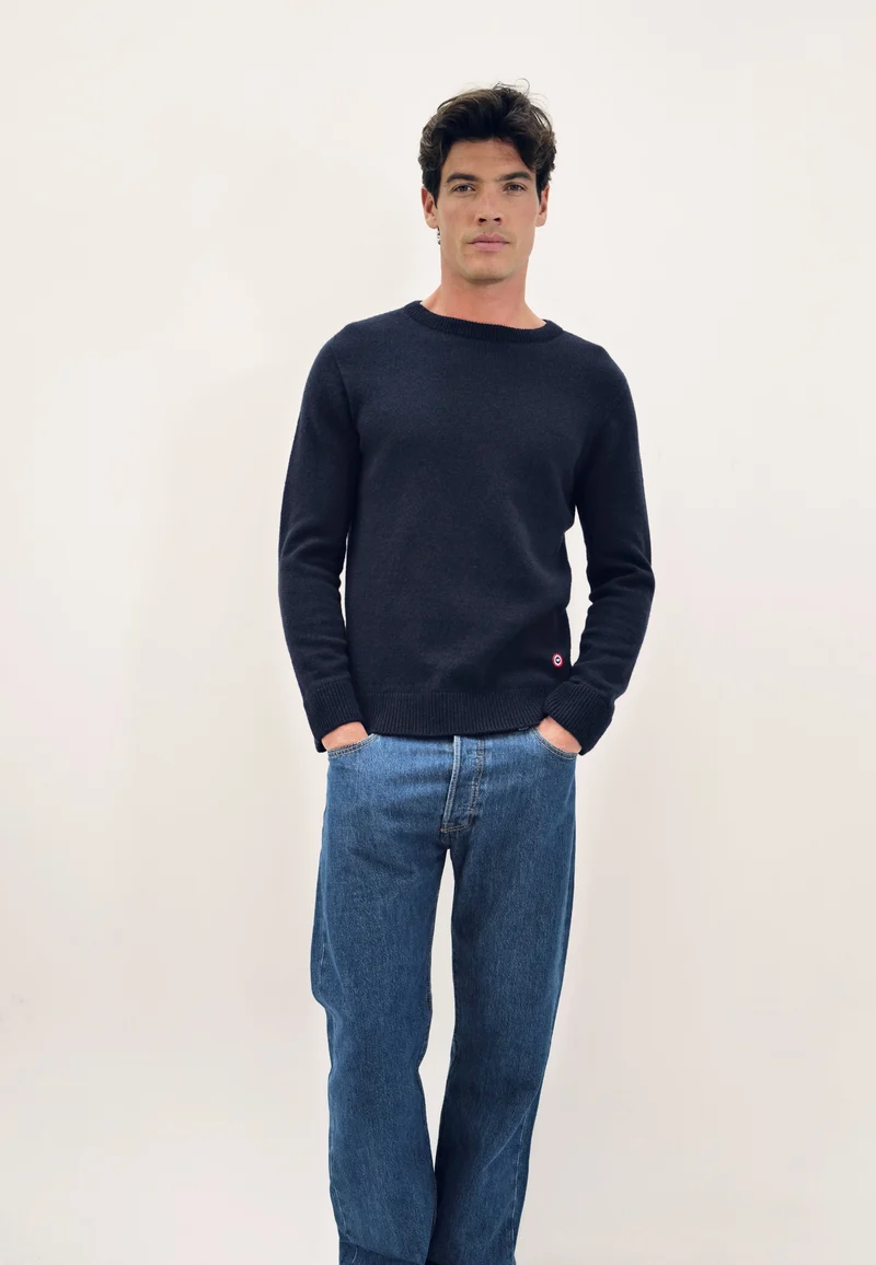 Pull homme bleu marine en maille - Jean Pull Marine
