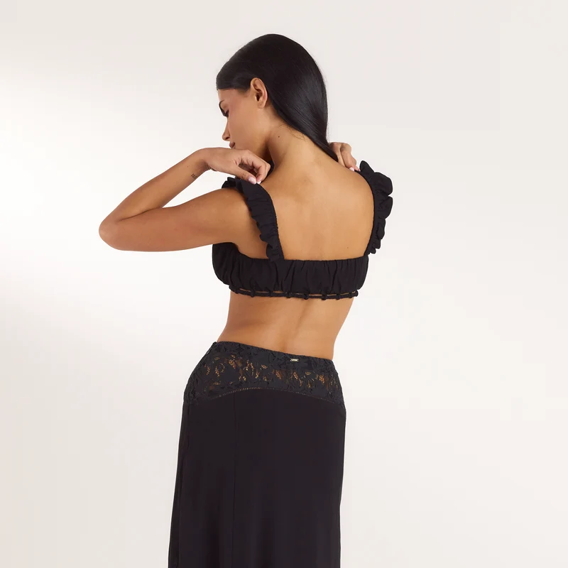 Bralette avec Fronces - Noir