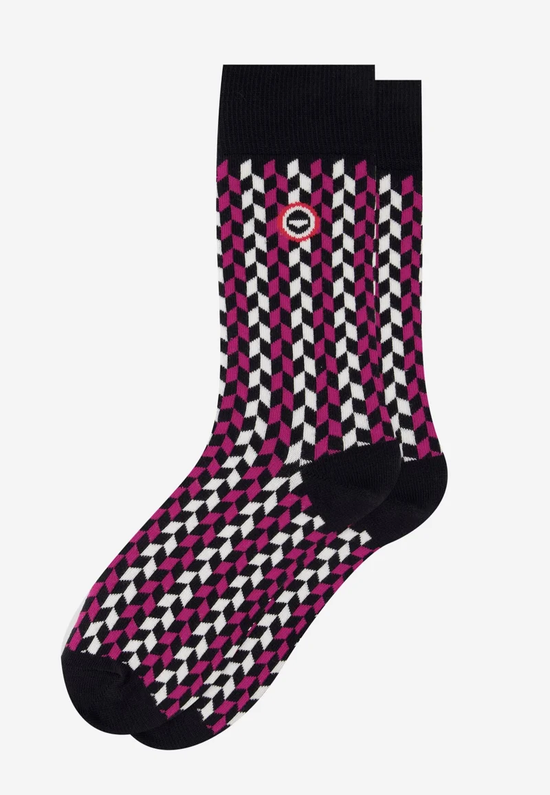 Chaussettes mi-hautes fuschia à fléchette fantaisie - Lucas Flechette Fuchsia