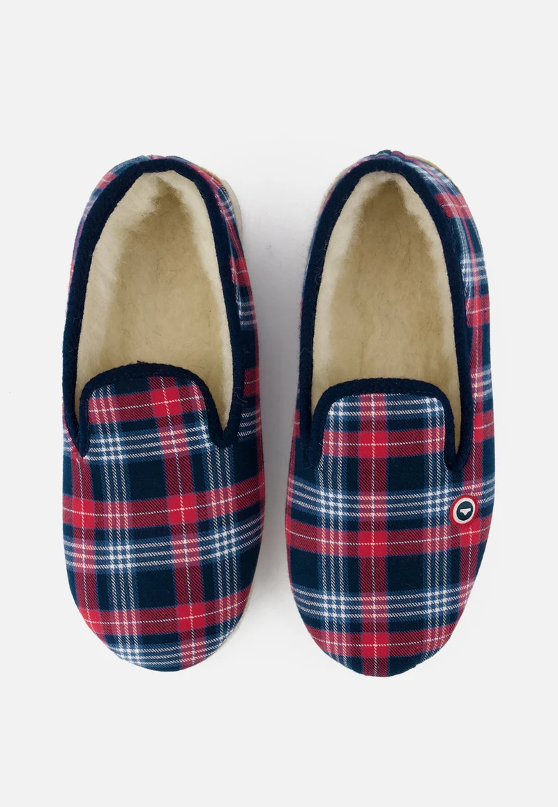 Chaussons d'intérieur à motif tartan bleu, blanc, rouge - Pantoufles Tartan Bleu Blanc Rouge