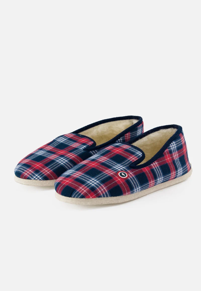 Chaussons d'intérieur à motif tartan bleu, blanc, rouge - Pantoufles Tartan Bleu Blanc Rouge