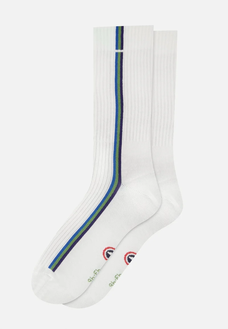 Chaussettes de sport mi-hautes rayées turquoise, vert menthe et indigo - Wilfried Rayures Bleu Turquoise Mint Green Indigo