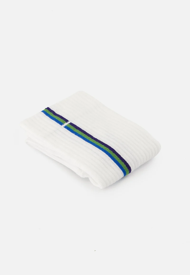 Chaussettes de sport mi-hautes rayées turquoise, vert menthe et indigo - Wilfried Rayures Bleu Turquoise Mint Green Indigo