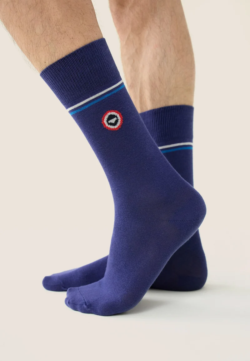 Chaussettes mi-hautes bleues fantaisie - Lucas Bleu