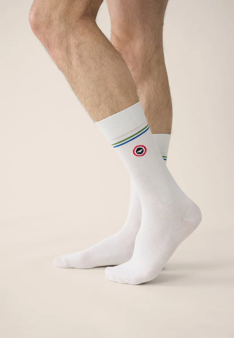 Chaussettes mi-hautes blanches fantaisie - Lucas Blanc