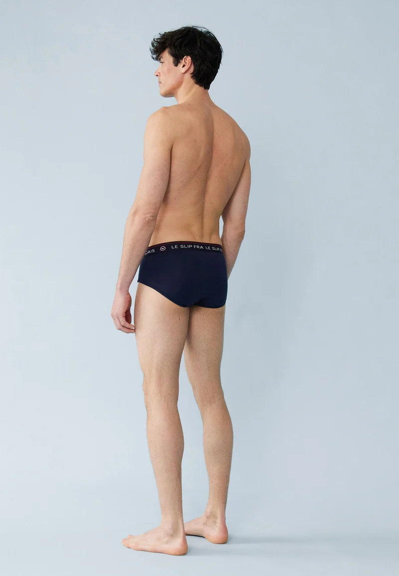 Lot de 5 slips bleu marine en coton - Slips Bleu Marine