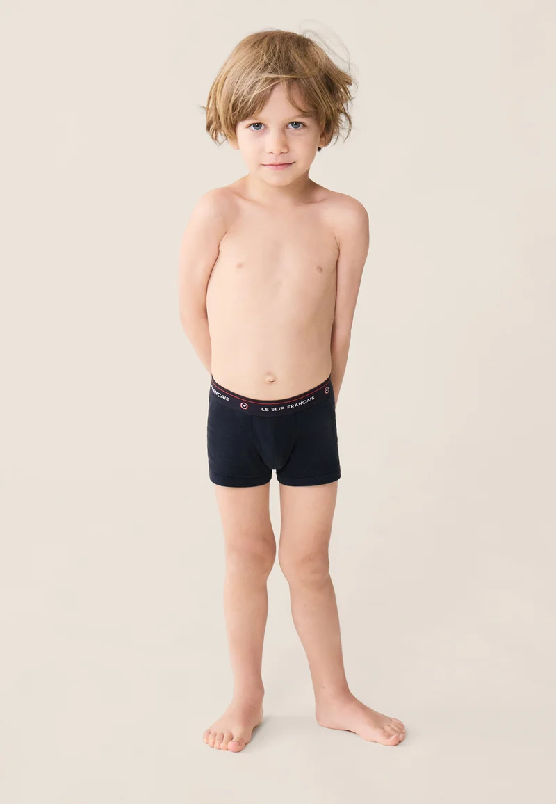 Boxer enfant bleu marine en coton - Petit Joseph Marine