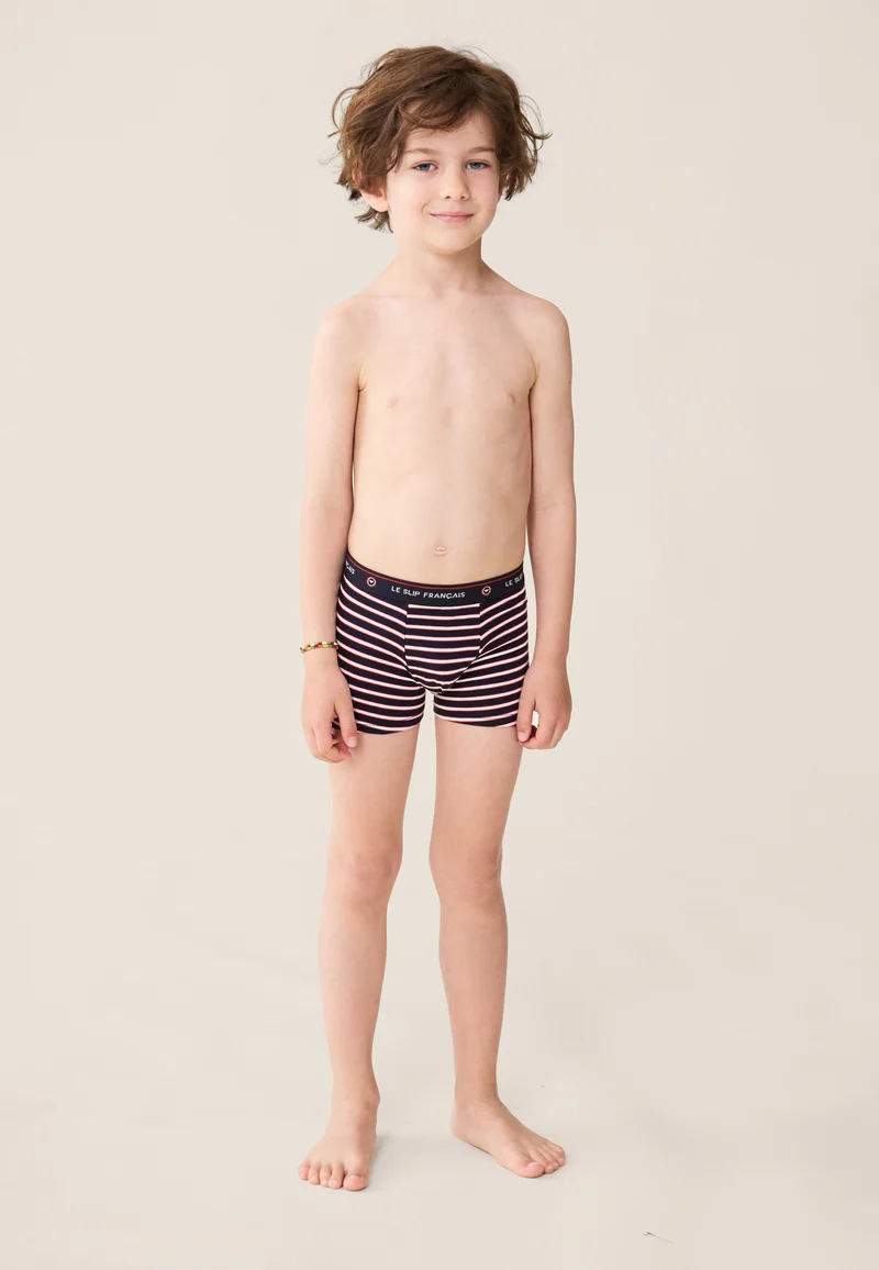 Boxer enfant à rayures tricolores en coton - Petit Joseph Rayure Tricolore