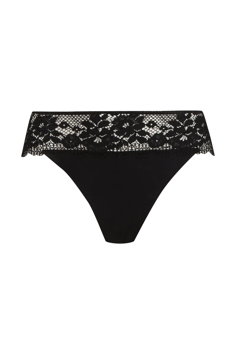 Slip Résille Florale - Noir
