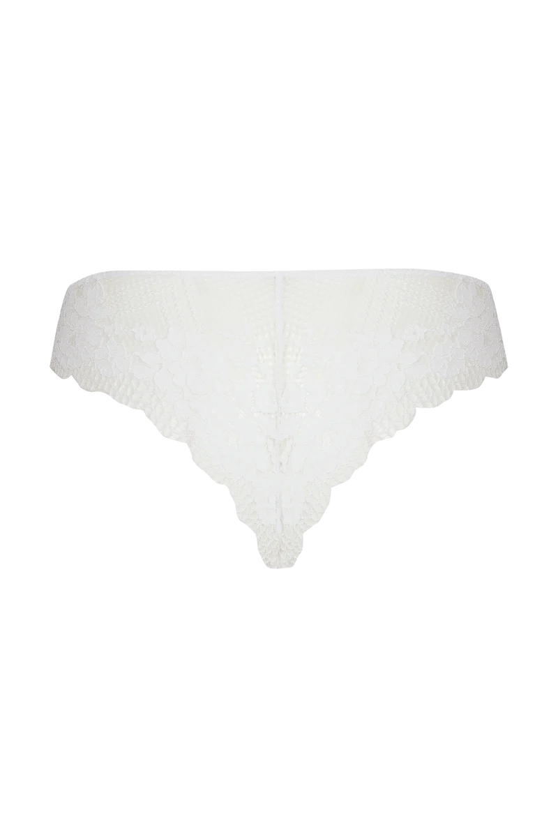 Tanga Résille Florale - Blanc