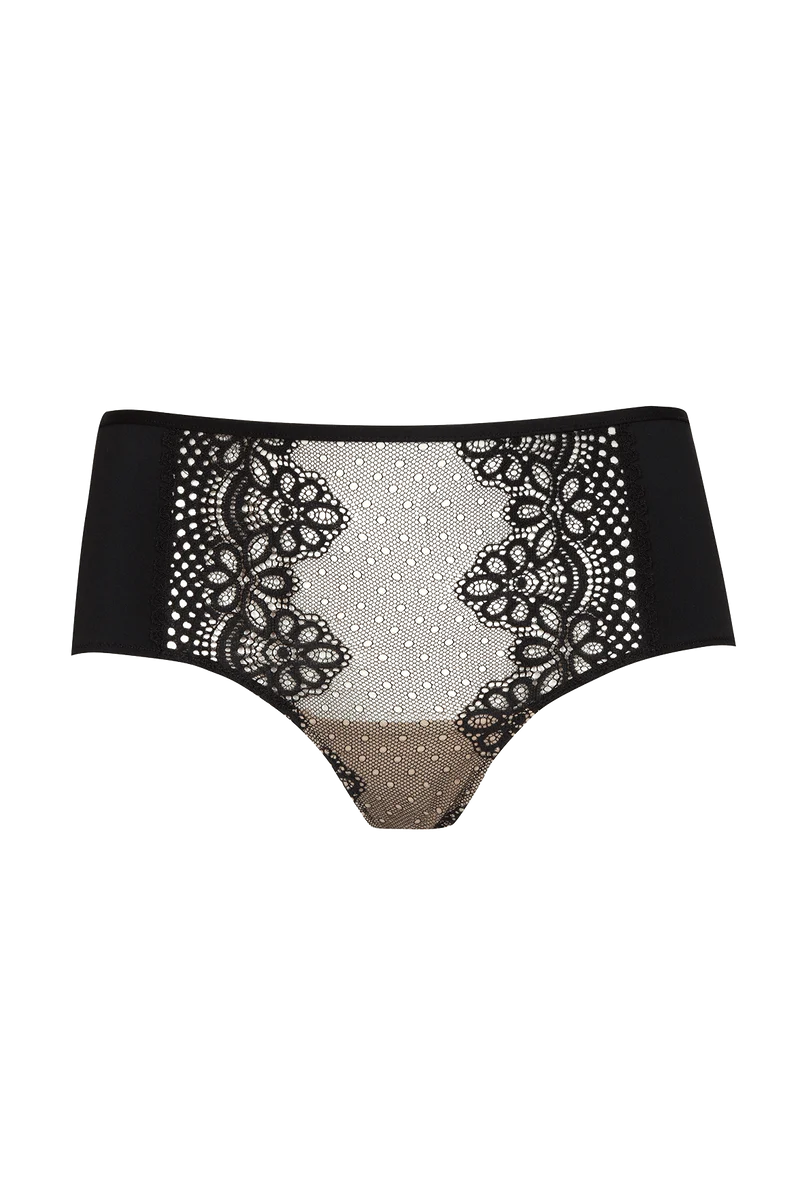Shorty en dentelle et microfibre L'irrésistible - Noir